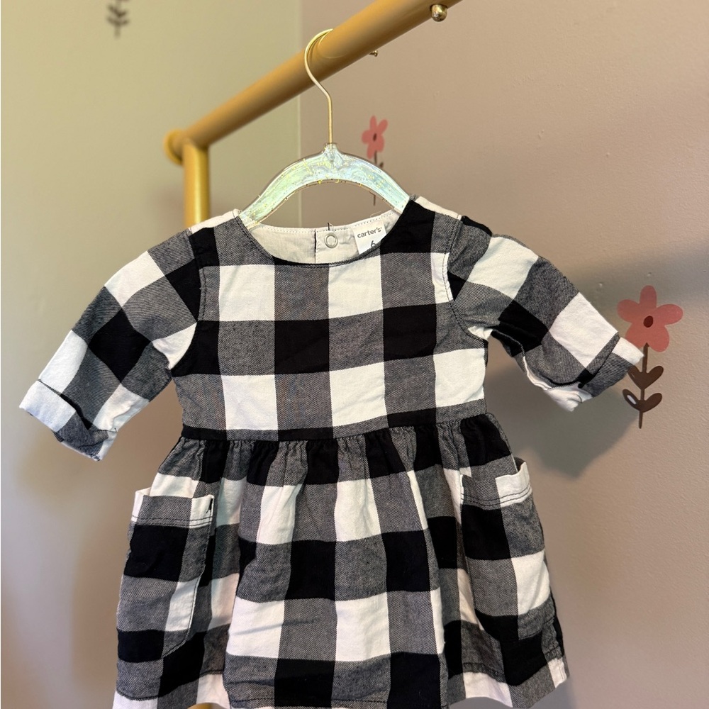 Classic Black and White Checkered Kids Dress